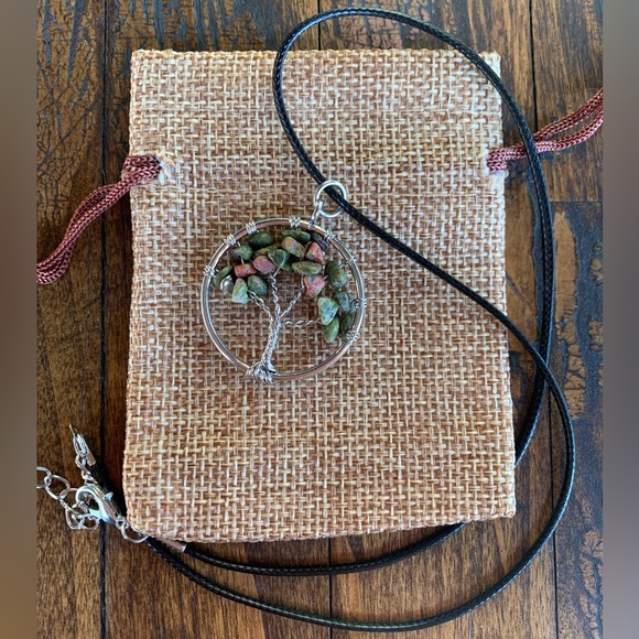 Unakite Necklace Tree Of Life Necklace Beautiful Unakite Pendant Unakite Jewelry - Picture 1 of 2